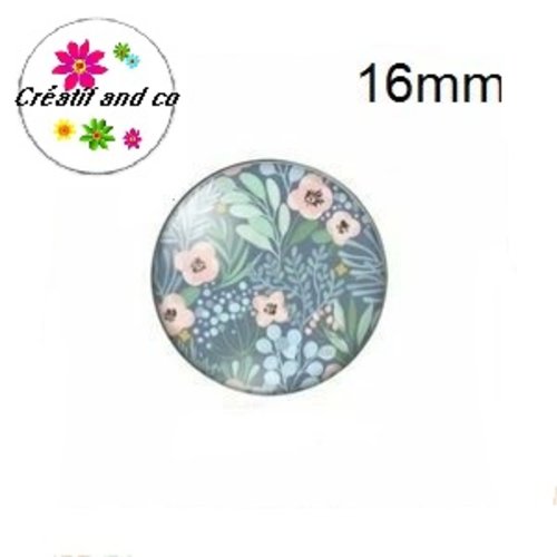 X2 cabochons fleuris 16mm