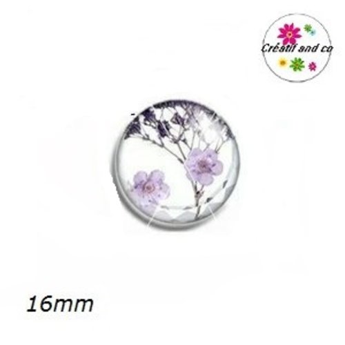 X2 cabochons motif fleur 16mm