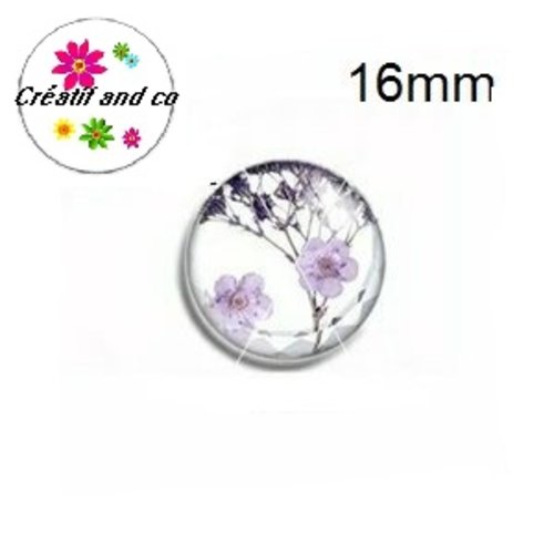X2 cabochons motif fleur 16mm