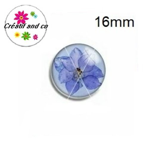 X2 cabochons motif fleur 16mm