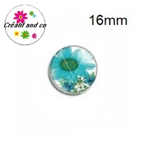 X2 cabochons motif fleur 16mm