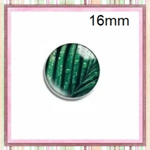 X2 cabochons feuille tropicale 16mm