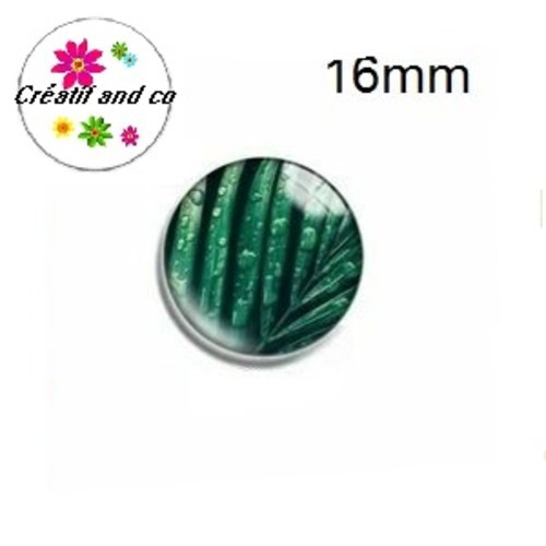 X2 cabochons feuille tropicale 16mm