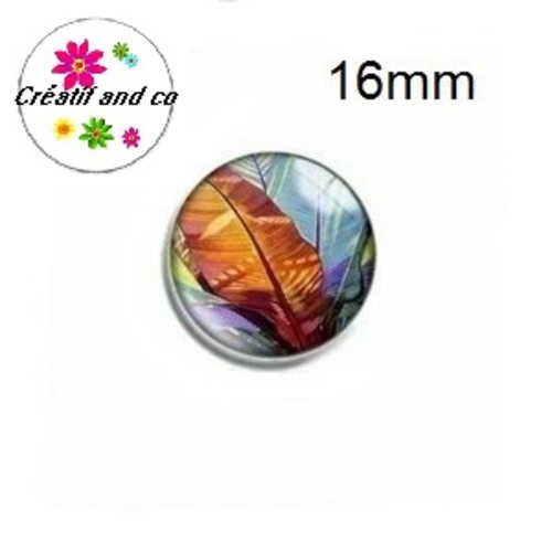 X2 cabochons feuille tropicale 16mm