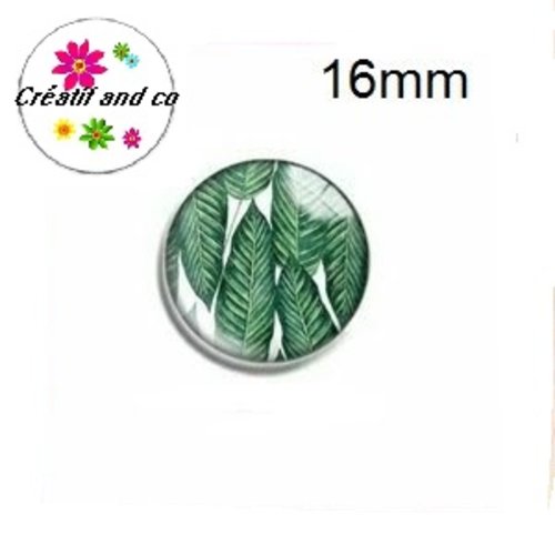 X2 cabochons feuille tropicale 16mm