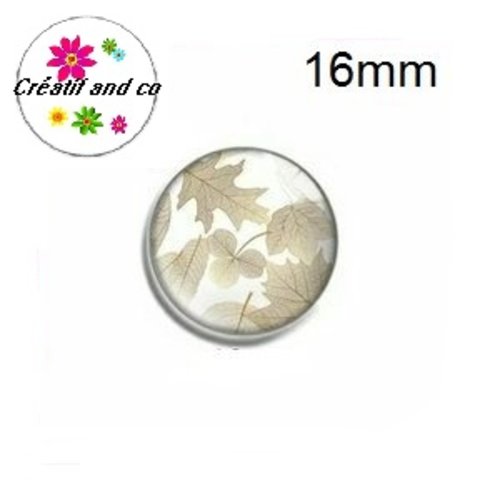 X2 cabochons feuille tropicale or 16mm