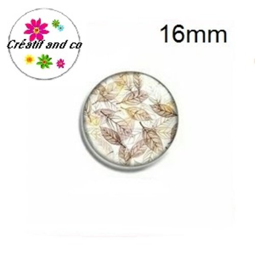 X2 cabochons feuille tropicale or et marron 16mm