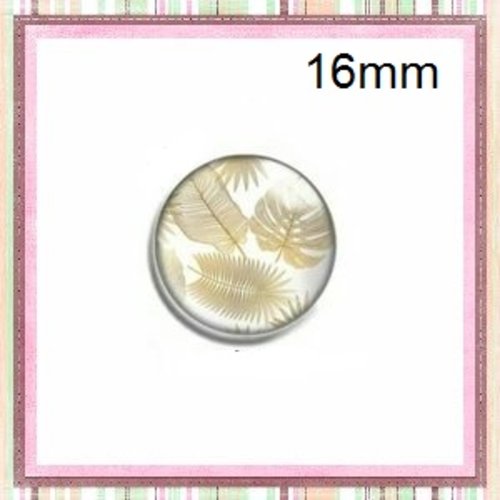 X2 cabochons feuille tropicale or 16mm