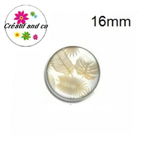 X2 cabochons feuille tropicale or 16mm