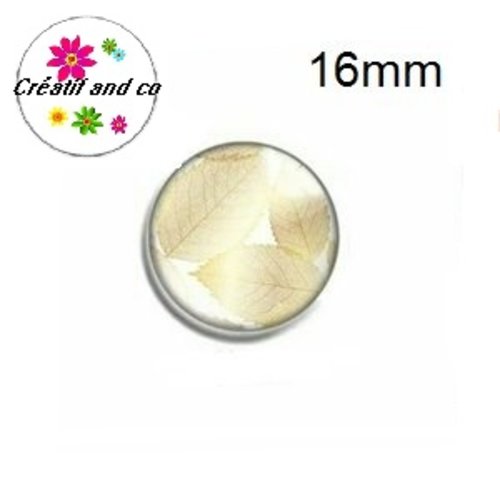 X2 cabochons feuille tropicale or 16mm