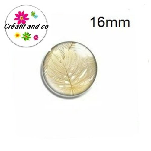 X2 cabochons feuille tropicale or 16mm