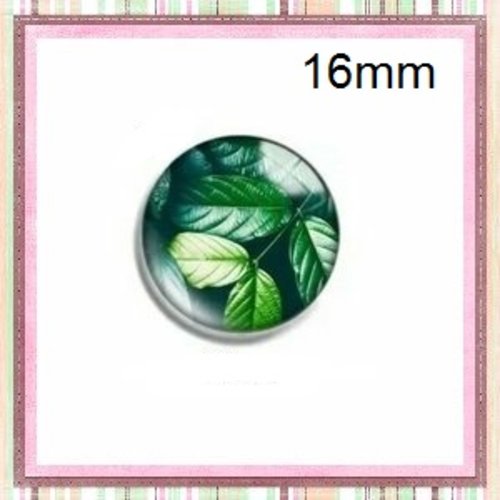X2 cabochons feuille tropicale 16mm