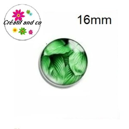 X2 cabochons feuille tropicale 16mm