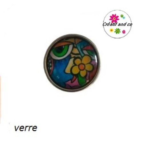 Bouton pression visage abstrait coloré