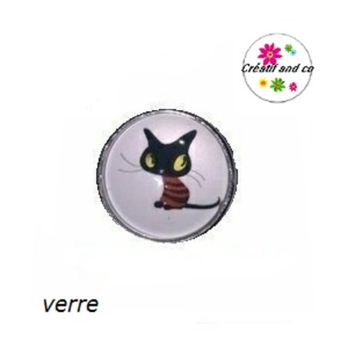 Bouton pression chat noir