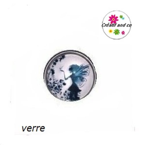 Bouton pression fée noire fond blanc