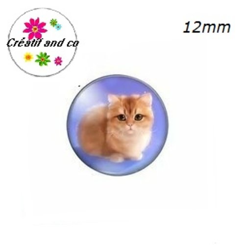 X2 cabochons chat 12mm