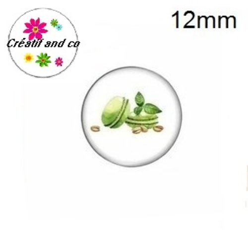 X2 cabochons macaron à la pistache 12mm