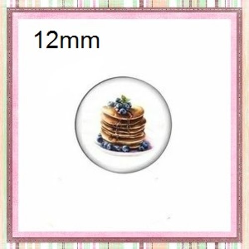 X2 cabochons pile de pancakes myrtilles 12mm