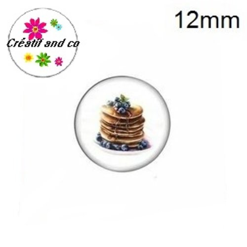 X2 cabochons pile de pancakes myrtilles 12mm