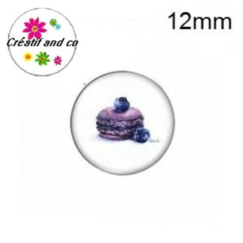 X2 cabochons macaron à la myrtille 12mm