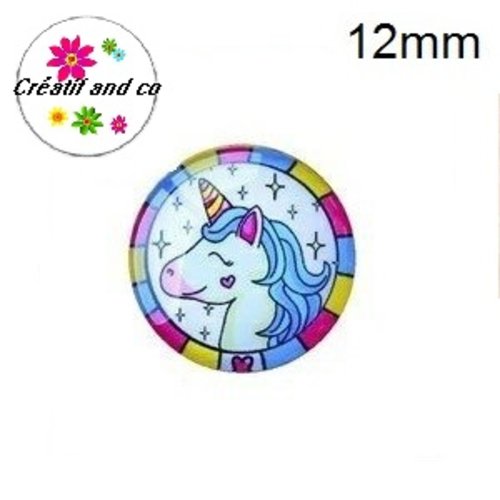 X2 cabochons  licorne 12mm
