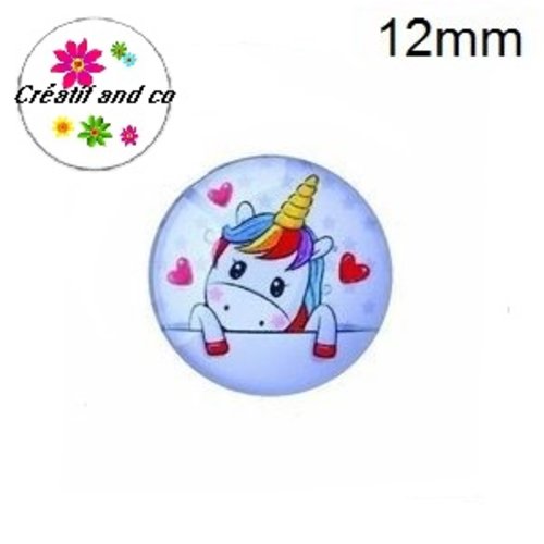X2 cabochons  licorne 12mm