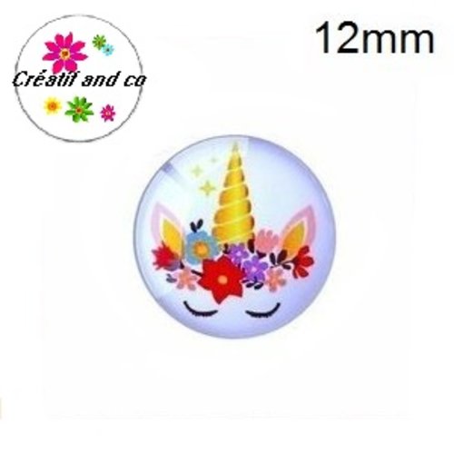 X2 cabochons  licorne 12mm