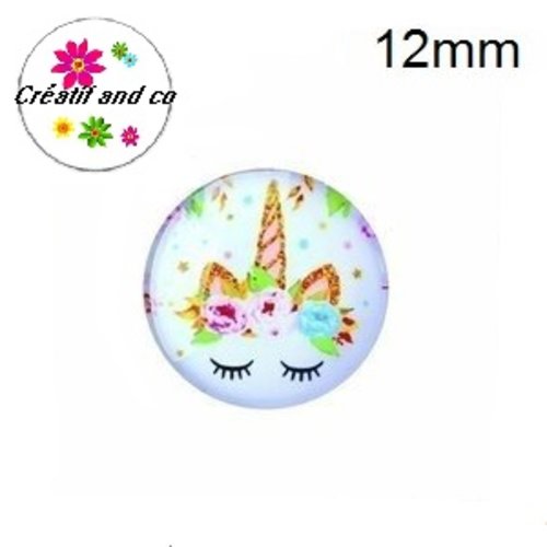 X2 cabochons  licorne 12mm