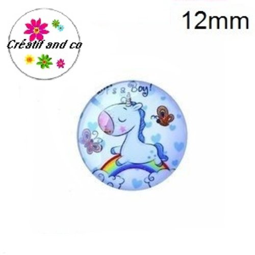 X2 cabochons  licorne 12mm