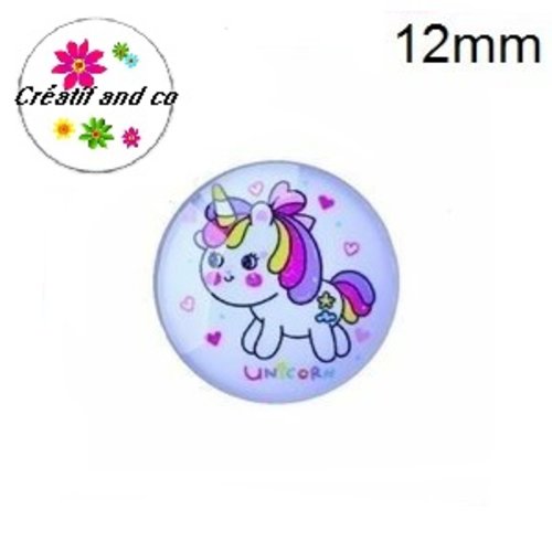 X2 cabochons  licorne 12mm