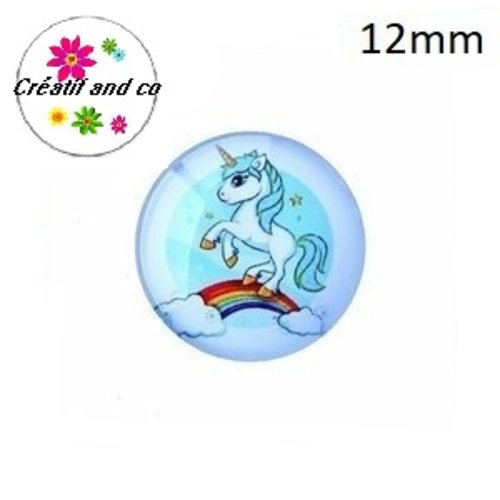 X2 cabochons licorne 12mm