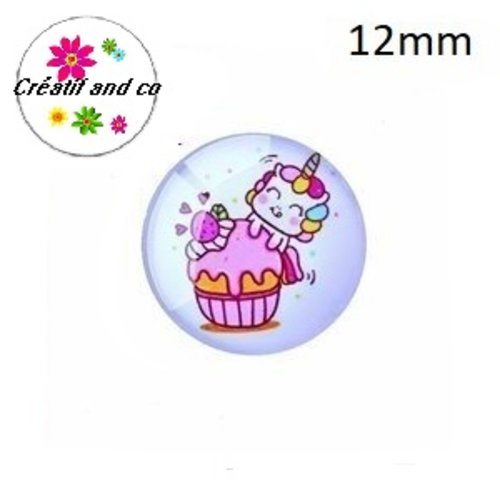 X2 cabochons  licorne 12mm