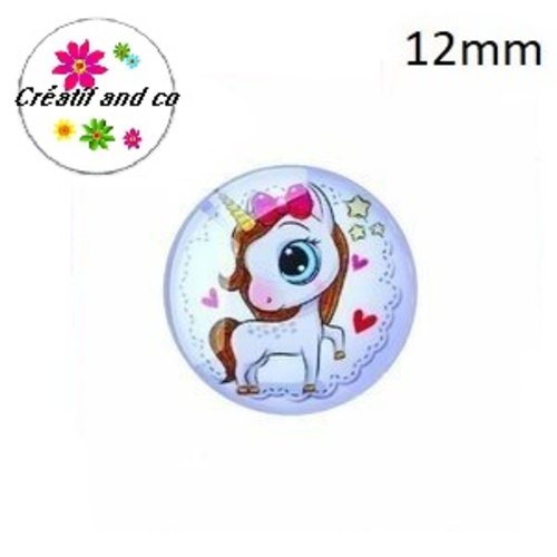 X2 cabochons  licorne 12mm