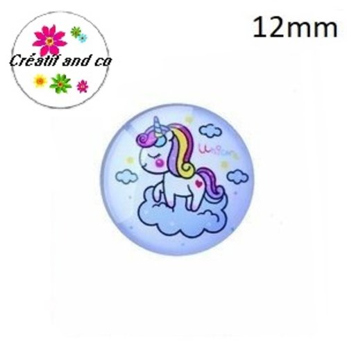 X2 cabochons  licorne 12mm
