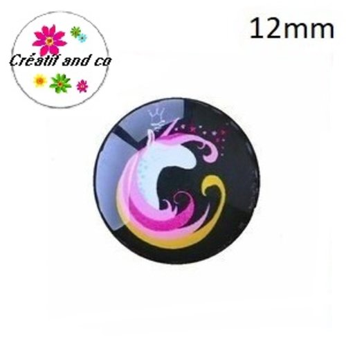 X2 cabochons  licorne 12mm