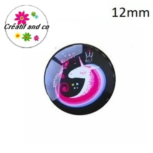 X2 cabochons  licorne 12mm