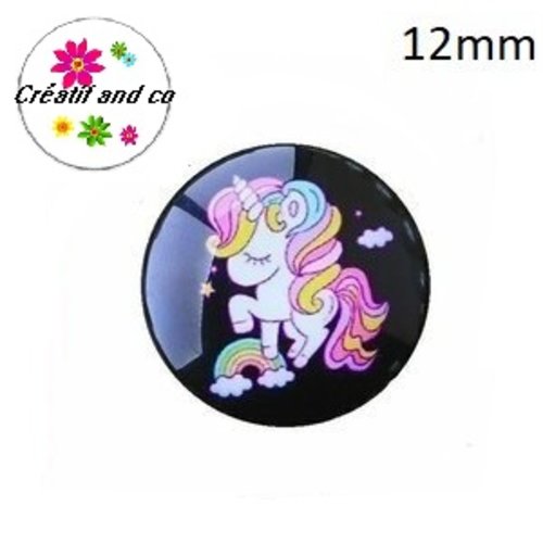 X2 cabochons  licorne 12mm