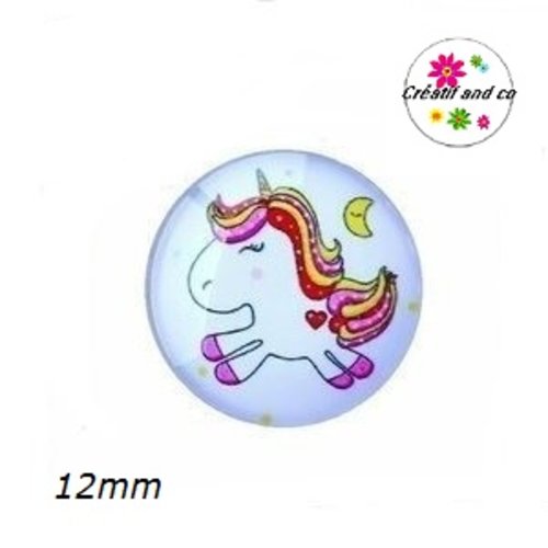 X2 cabochons  licorne 12mm