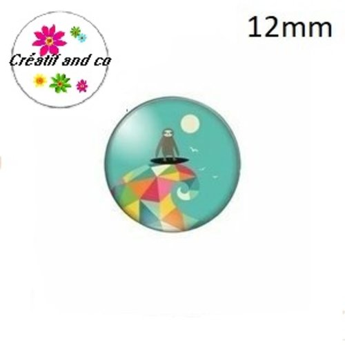 X2 cabochons singe sur sa planche de surf 12mm