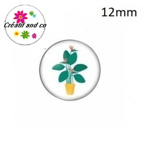 X2 cabochons plante 12mm