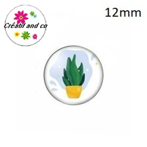 X2 cabochons plante 12mm