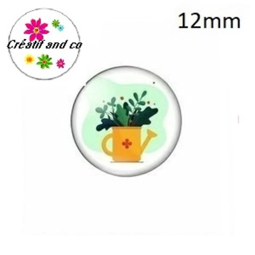 X2 cabochons plante 12mm