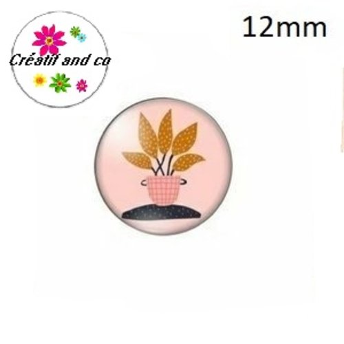 X2 cabochons plante 12mm