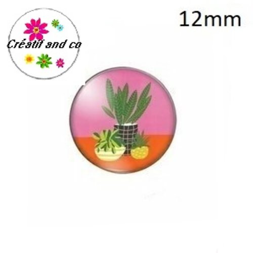 X2 cabochons plante 12mm