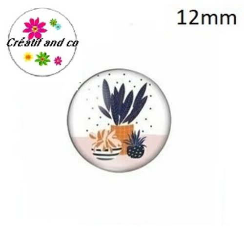 X2 cabochons plante 12mm