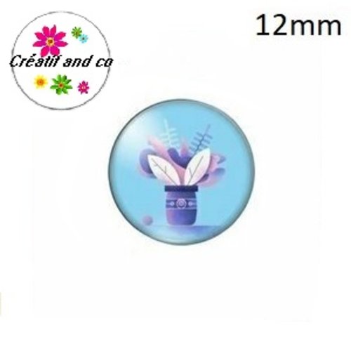 X2 cabochons plante 12mm