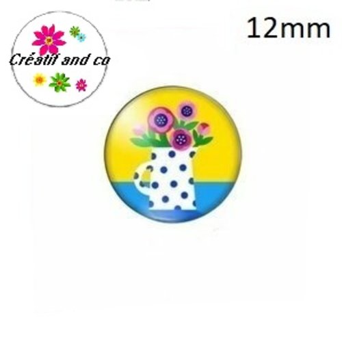 X2 cabochons plante 12mm