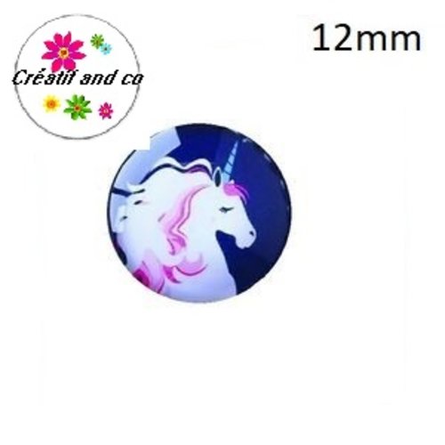 X2 cabochons licorne 12mm