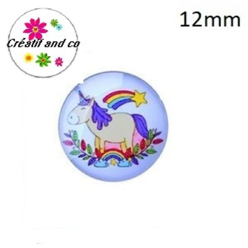 X2 cabochons licorne 12mm